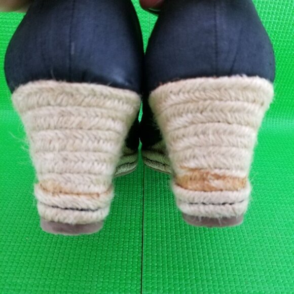 ✅Naturalizer BASHFUL Black Fabric Espadrille Peep Toe Wedge Shoes Women’s Sz 7M - Picture 8 of 16